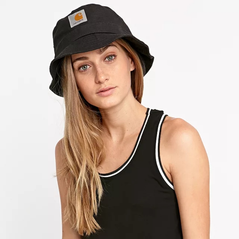 Carhartt Black Logo Patch 100% Organic Cotton Brimmed Bucket Hat